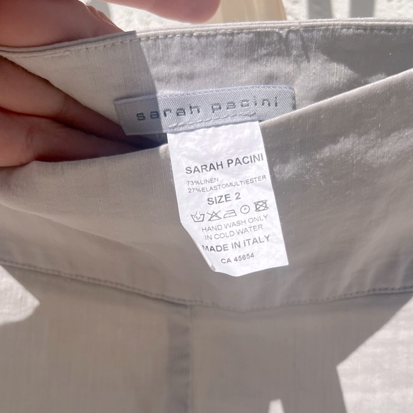 Sarah Pacini Linen Blend Sophie Pant, Made in Italy, Size 8/10, Light Grey - Picture 7 of 7